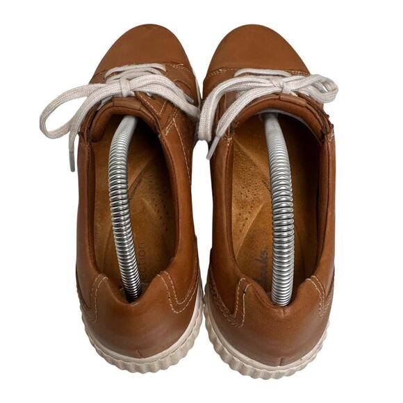 Clarks Collection Caroline Ella Leather Casual Sneakers Sz 10 M Cognac Comfort - Picture 4 of 16